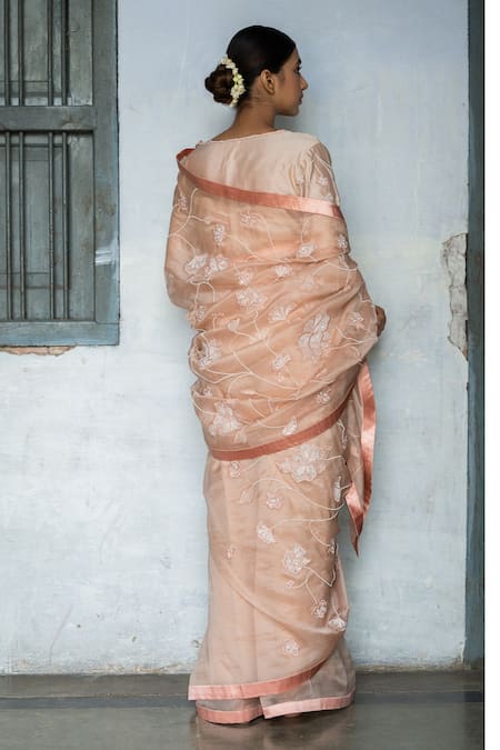 Tilsim By Sagarika Mehrotra Floral Vine Patch Embroidered Saree Set 