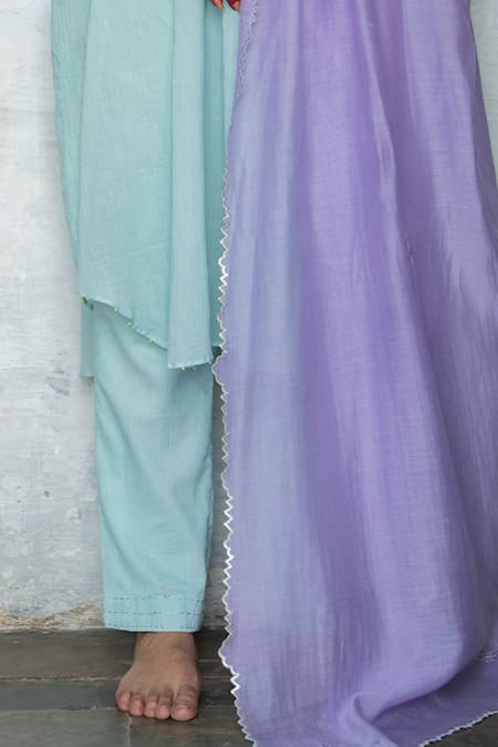 Tilsim By Sagarika Mehrotra_Purple Crinkle Cotton, Mul Chanderi Star Bloom Naitee Embroidered Anarkali Set _Online_at_Aza_Fashions