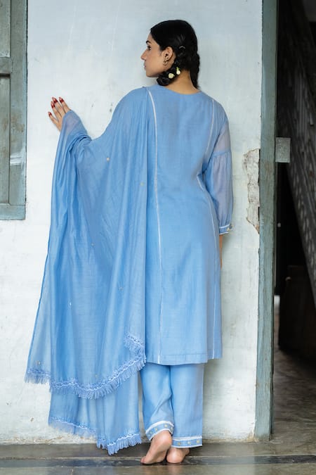 Tilsim By Sagarika Mehrotra Blue Lace Embroidered Kurta Set 