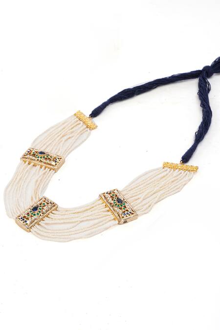 Dugran By Dugristyle Blue Gold Plated Moissanite Choker Necklace Online at Aza Fashions Dugran By Dugristyle_Blue Gold Plated Moissanite Choker Necklace _Online_at_Aza_Fashions