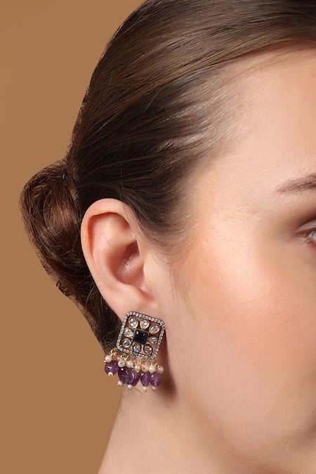 Dugran By Dugristyle_Multi Color Pearls, Natural Jamuni Elephant Crest Design Choker Necklace Set _Online_at_Aza_Fashions