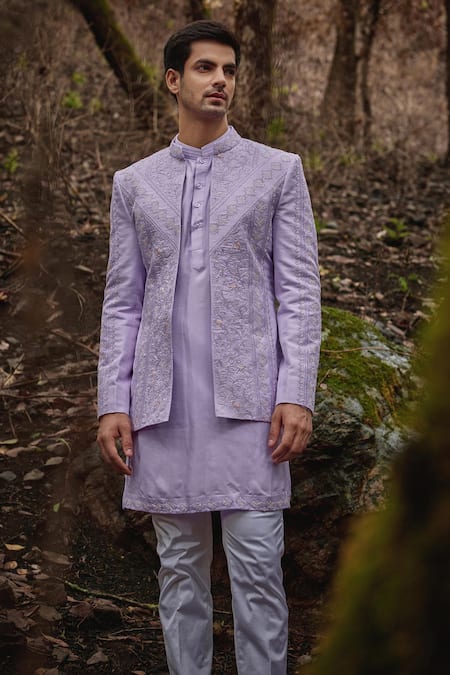 Varun Chakkilam Wisteria Mughal Flora Embroidered Jacket & Pant Set 
