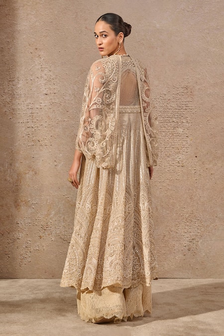 Tarun Tahiliani Resham Embroidered Jacket Flared Trouser Set 
