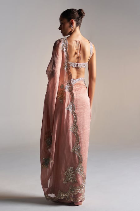 Osaa By Adarsh Zardozi Embroidered Scallop Border Saree 