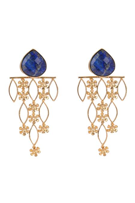 Trupti Mohta_Blue Lapis Stone Love Earrings _Online_at_Aza_Fashions