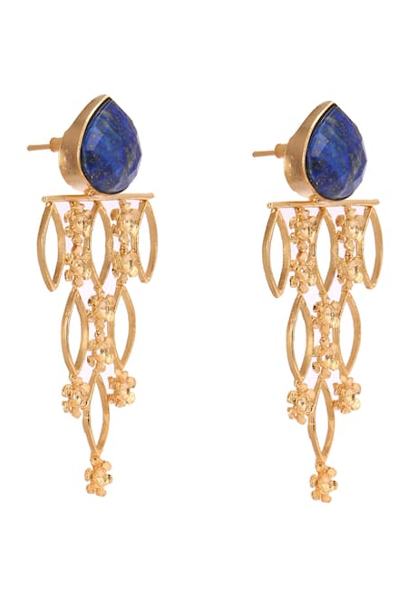 Buy_Trupti Mohta_Blue Lapis Stone Love Earrings _Online_at_Aza_Fashions