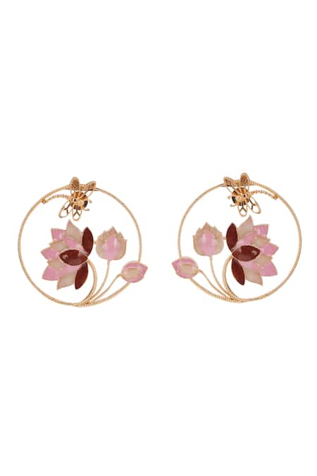 Trupti Mohta_Gold Plated Enamelled Ethereal Blume Earrings _Online_at_Aza_Fashions