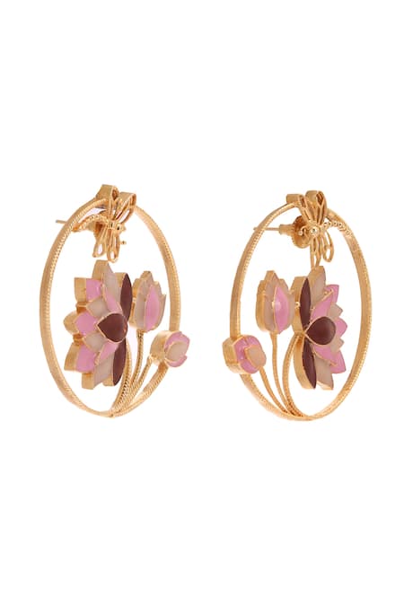 Buy_Trupti Mohta_Gold Plated Enamelled Ethereal Blume Earrings _Online_at_Aza_Fashions