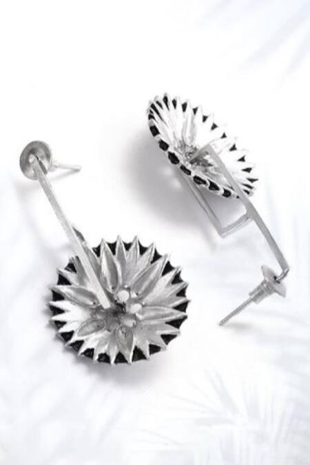 Trupti Mohta_Black Beguiling Petal Drop Earrings _Online_at_Aza_Fashions