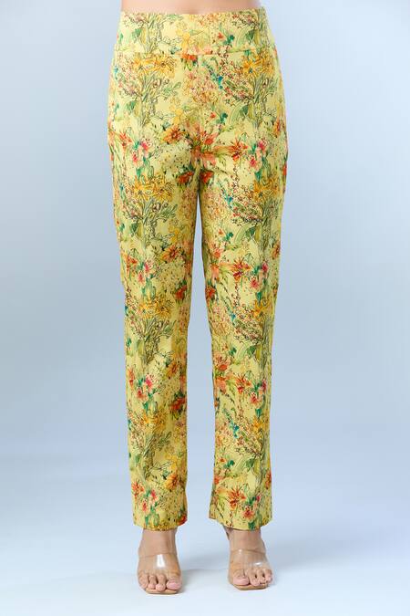 Shop_Anamika Khanna_Yellow Abstract, Floral, Sequin, Tassel, Bead Round Print Kurta Set 