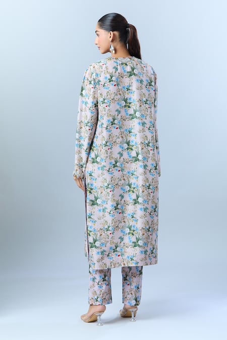 Anamika Khanna Floral Print Embroidered Kurta Set 