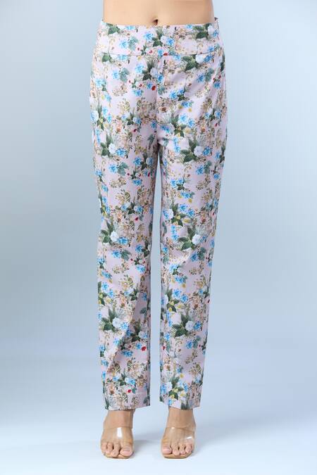 Buy_Anamika Khanna_Pink Cotton, Chiffon Beads, Sequins Round Floral Print Embroidered Kurta Set_Online_at_Aza_Fashions