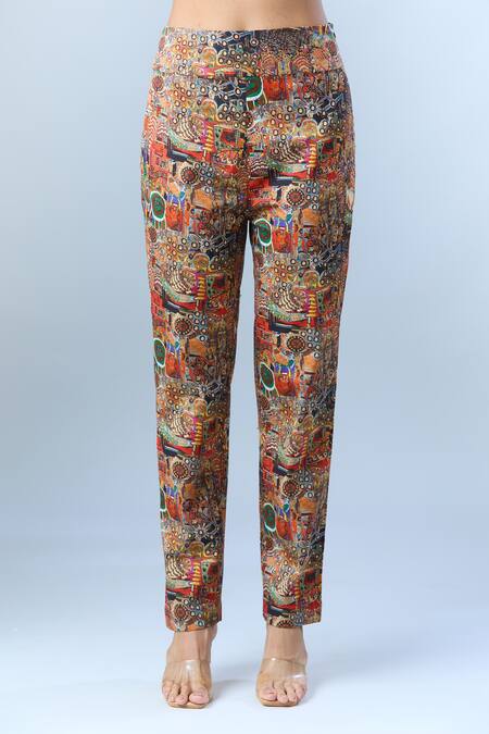 Anamika Khanna Multi Color Cotton Beads, Sequins Round Neck Abstract Floral Print Kurta Set at Aza Fashions Anamika Khanna_Multi Color Cotton Beads, Sequins Round Neck Abstract Floral Print Kurta Set _at_Aza_Fashions