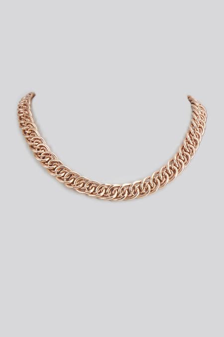 Shop Karisa Designs Rose Gold Interlinked Chain Link Necklace at Aza Fashions Shop_Karisa Designs_Rose Gold Interlinked Chain Link Necklace _at_Aza_Fashions