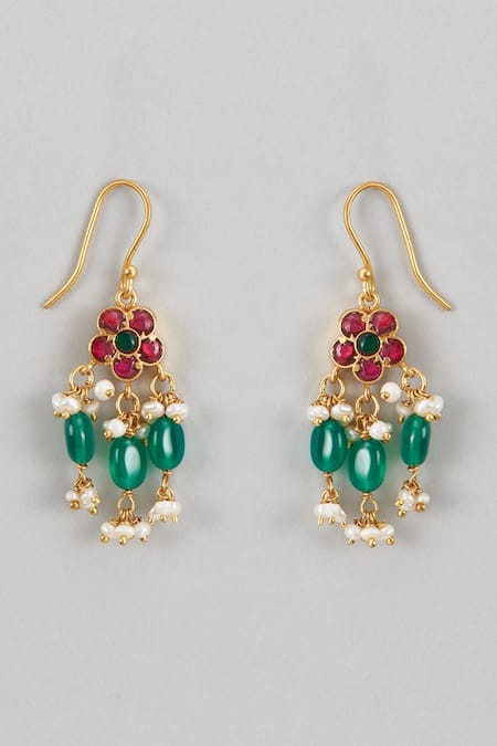 Karisa Designs Floral Kundan Embellished Earrings 