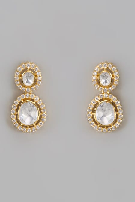 Karisa Designs Sarina Moissanite Embellished Oval Drop Earrings 
