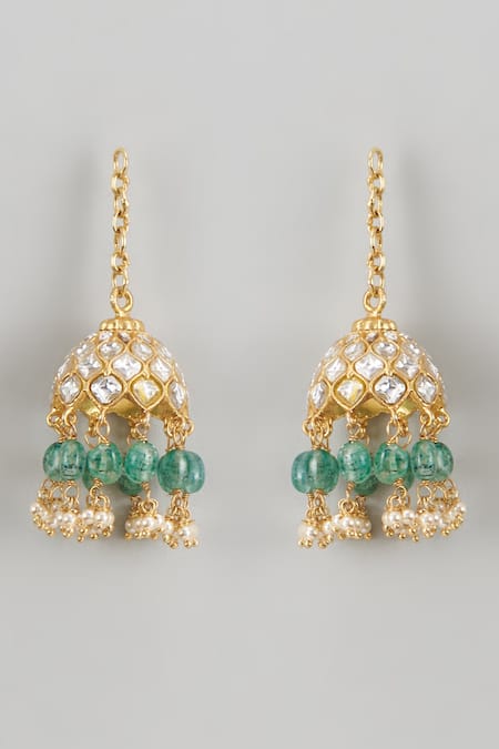 Karisa Designs Moissanite Polki Jhumka Drops 