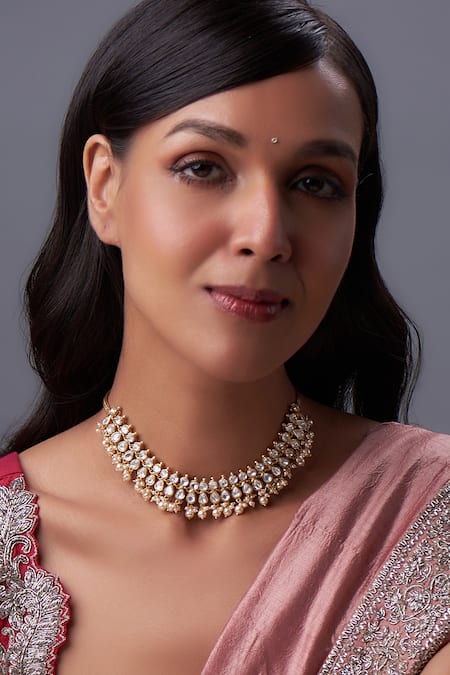 Karisa Designs White Moissanite And Pearl Choker 