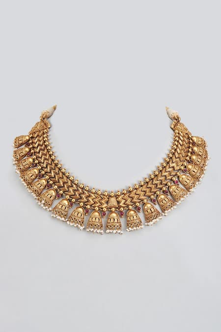 Karisa Designs Indrani Geometric Carved Necklace 