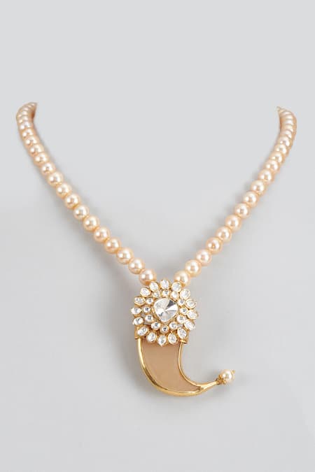 Karisa Designs White Moissanite Polki Pendant Necklace