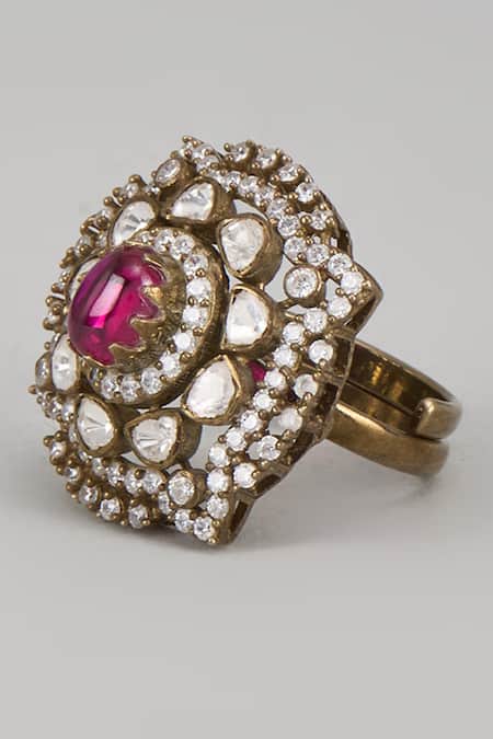 Karisa Designs Raani Victorian Moissanite Polki Embellished Ring 