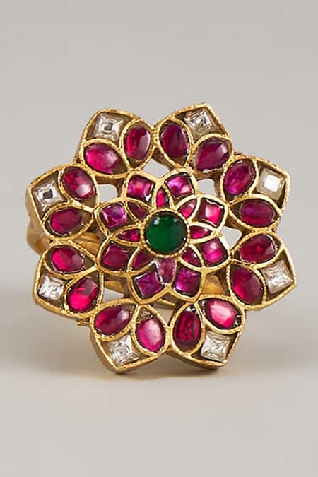 Karisa Designs Kundan & Moissanite Polki Ring 