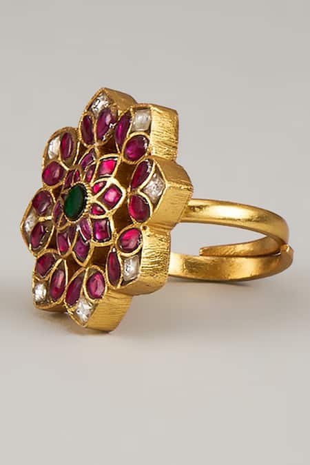 Karisa Designs Kundan & Moissanite Polki Ring 