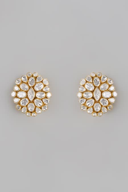 Shop Karisa Designs White Crystals, Diamonds Moissanite And Cubic Zirconia Studs at Aza Fashions Shop_Karisa Designs_White Crystals, Diamonds Moissanite And Cubic Zirconia Studs _at_Aza_Fashions