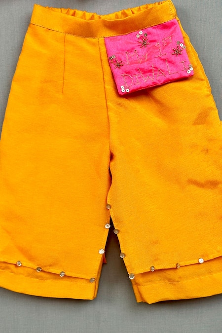 Label Neeti Pink Denim, Cotton Sequins Puffed Sleeve Heart Top And Palazzo Set Online at Aza Fashions Label Neeti_Pink Denim, Cotton Sequins Puffed Sleeve Heart Top And Palazzo Set _Online_at_Aza_Fashions