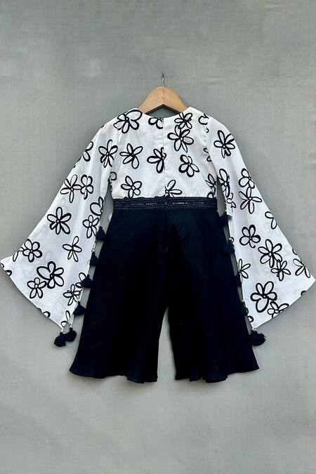Shop_Label Neeti_White , Chanderi, Lining Floral Print Jumpsuit _at_Aza_Fashions
