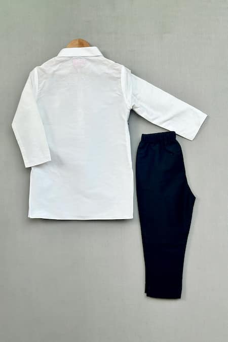 Shop_Label Neeti_White , Silk, Lining Floral Placement Print Kurta Set _at_Aza_Fashions