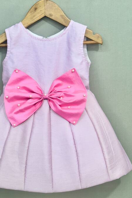 Label Neeti Purple Chanderi Pearls Embellished Bow Dress Online at Aza Fashions Label Neeti_Purple Chanderi Pearls Embellished Bow Dress _Online_at_Aza_Fashions