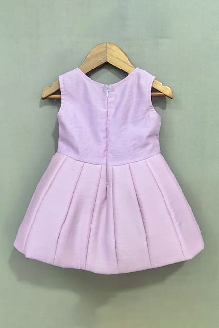 Shop Label Neeti Purple Chanderi Pearls Embellished Bow Dress at Aza Fashions Shop_Label Neeti_Purple Chanderi Pearls Embellished Bow Dress _at_Aza_Fashions