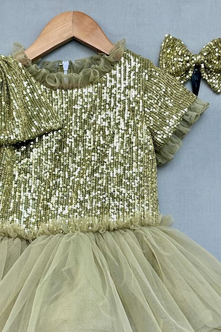 Shop Label Neeti Gold Net, Lining Cotton Sequin Embroidered Dress at Aza Fashions Shop_Label Neeti_Gold Net, Lining Cotton Sequin Embroidered Dress _at_Aza_Fashions