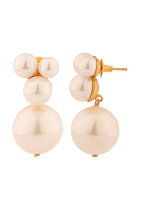 Shop Anaash White Pearl Berry Drop Studs at Aza Fashions Shop_Anaash_White Pearl Berry Drop Studs_at_Aza_Fashions