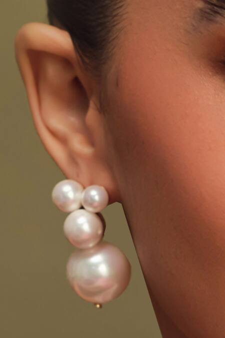 Buy Anaash White Pearl Berry Drop Studs Online at Aza Fashions Buy_Anaash_White Pearl Berry Drop Studs_Online_at_Aza_Fashions