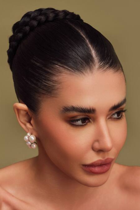 Anaash White Pearl Bunch Drop Studs at Aza Fashions Anaash_White Pearl Bunch Drop Studs _at_Aza_Fashions