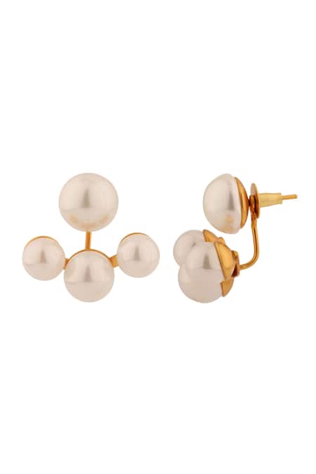 Shop Anaash White Pearl Claw Drop Studs at Aza Fashions Shop_Anaash_White Pearl Claw Drop Studs _at_Aza_Fashions