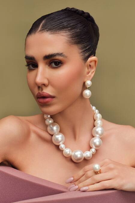 Shop Anaash White Pearl Designer Necklace at Aza Fashions Shop_Anaash_White Pearl Designer Necklace _at_Aza_Fashions