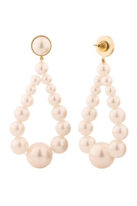 Anaash White Pearls Embellished Dangler Earrings Online at Aza Fashions Anaash_White Pearls Embellished Dangler Earrings _Online_at_Aza_Fashions