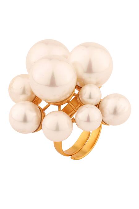 Buy_Anaash_White Pearl Cluster Ring _Online_at_Aza_Fashions