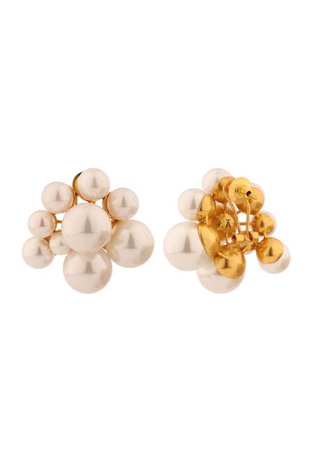 Anaash White Pearls Cluster Stud Earrings Online at Aza Fashions Anaash_White Pearls Cluster Stud Earrings _Online_at_Aza_Fashions