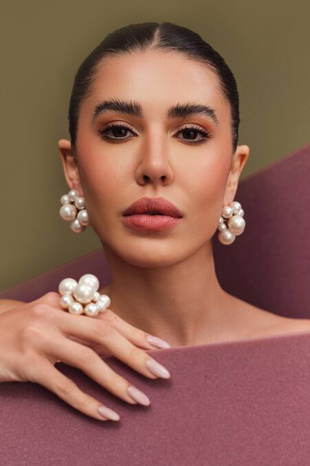 Buy Anaash White Pearls Cluster Stud Earrings Online at Aza Fashions Buy_Anaash_White Pearls Cluster Stud Earrings _Online_at_Aza_Fashions