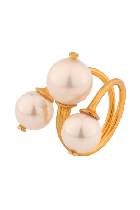 Anaash White Pearl Trio Ring Online at Aza Fashions Anaash_White Pearl Trio Ring _Online_at_Aza_Fashions