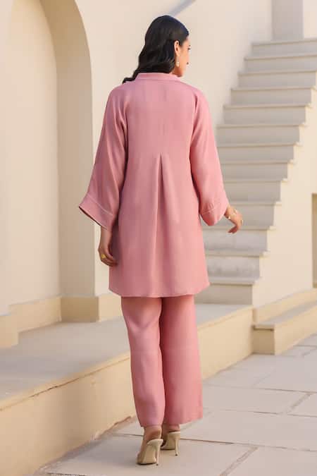 Label Niti Bothra 3D Flower Embroidered Tunic & Pant Set 