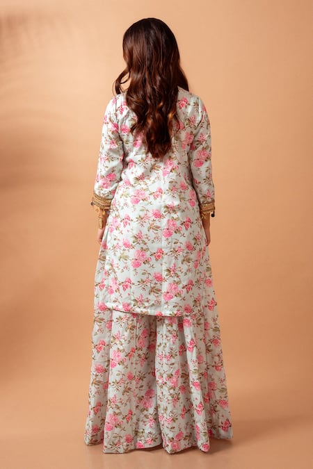 Maison Shefali Floral Vine Print Kurta With Sharara 