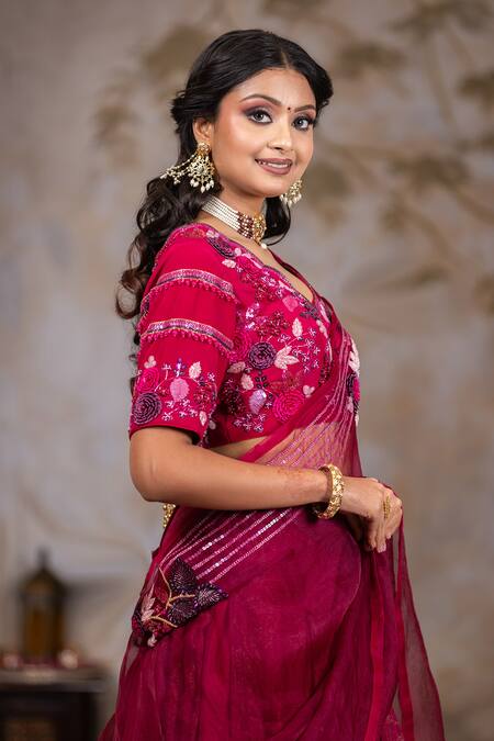 Buy Nidhi Kejriwal Wine Silk, Organza, Crepe Crystals, Cut Zari Floral Embroidered Lehenga Set Online at Aza Fashions Buy_Nidhi Kejriwal_Wine Silk, Organza, Crepe Crystals, Cut Zari Floral Embroidered Lehenga Set _Online_at_Aza_Fashions