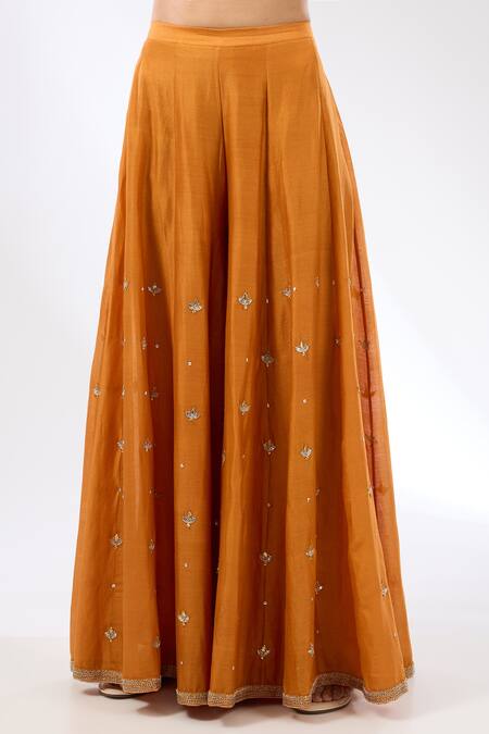 Buy Priyal Prakash Orange Chanderi, Cotton, Silk Organza Hand Embroidered Kurta Sharara Set Online at Aza Fashions Buy_Priyal Prakash_Orange Chanderi, Cotton, Silk Organza Hand Embroidered Kurta Sharara Set _Online_at_Aza_Fashions