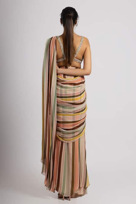 Rajat K Tangri Crystal Embellished Pre-Draped Saree 