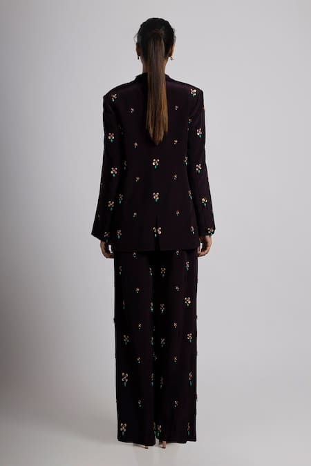 Rajat K Tangri Crystal Sequin Embellished Jacket & Flared Pant 